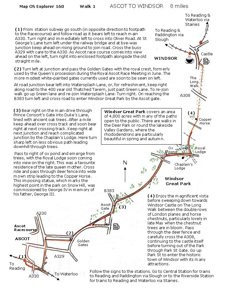 map and instructions for Walk Around Reading 1