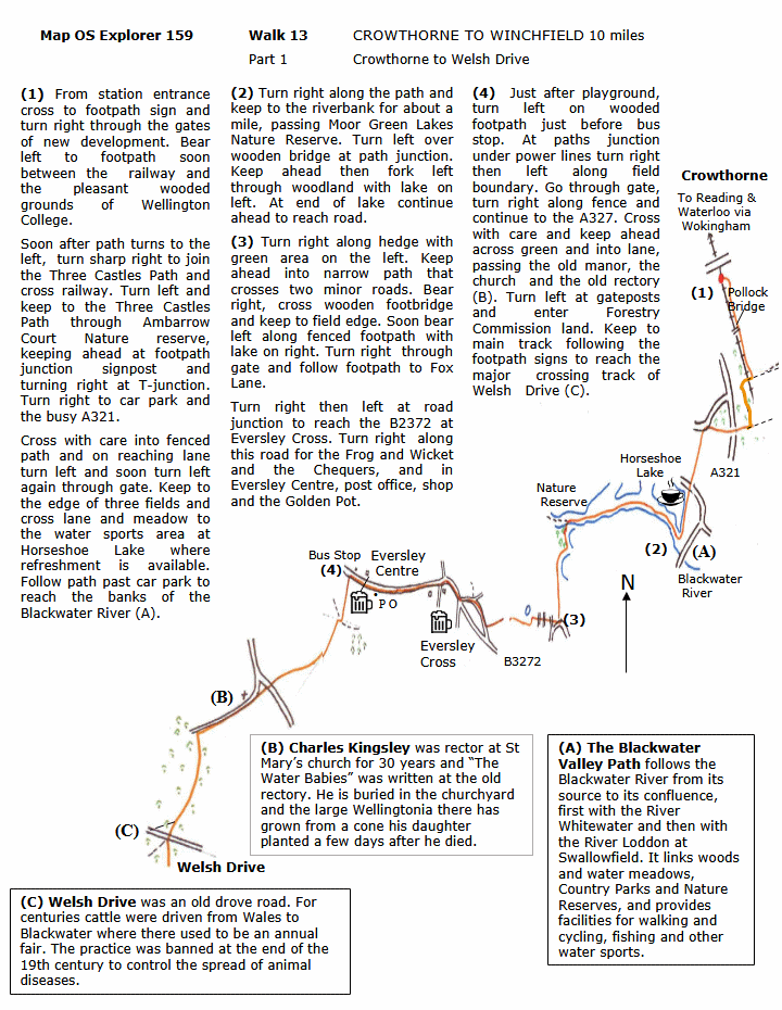 map and instructions for Walk Around Reading 13