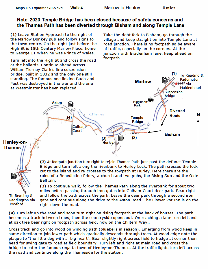 map and instructions for Walk Around Reading 4