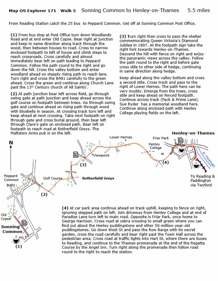 map and instructions for Walk Around Reading 5