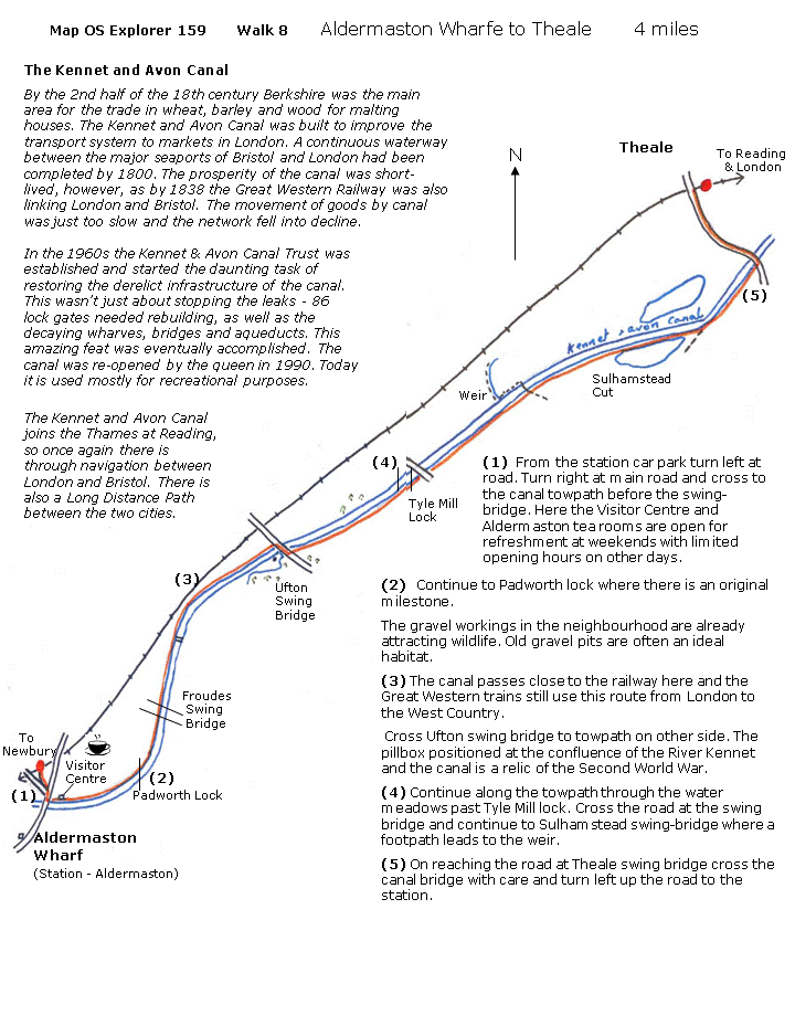 map and instructions for Walk Around Reading 8